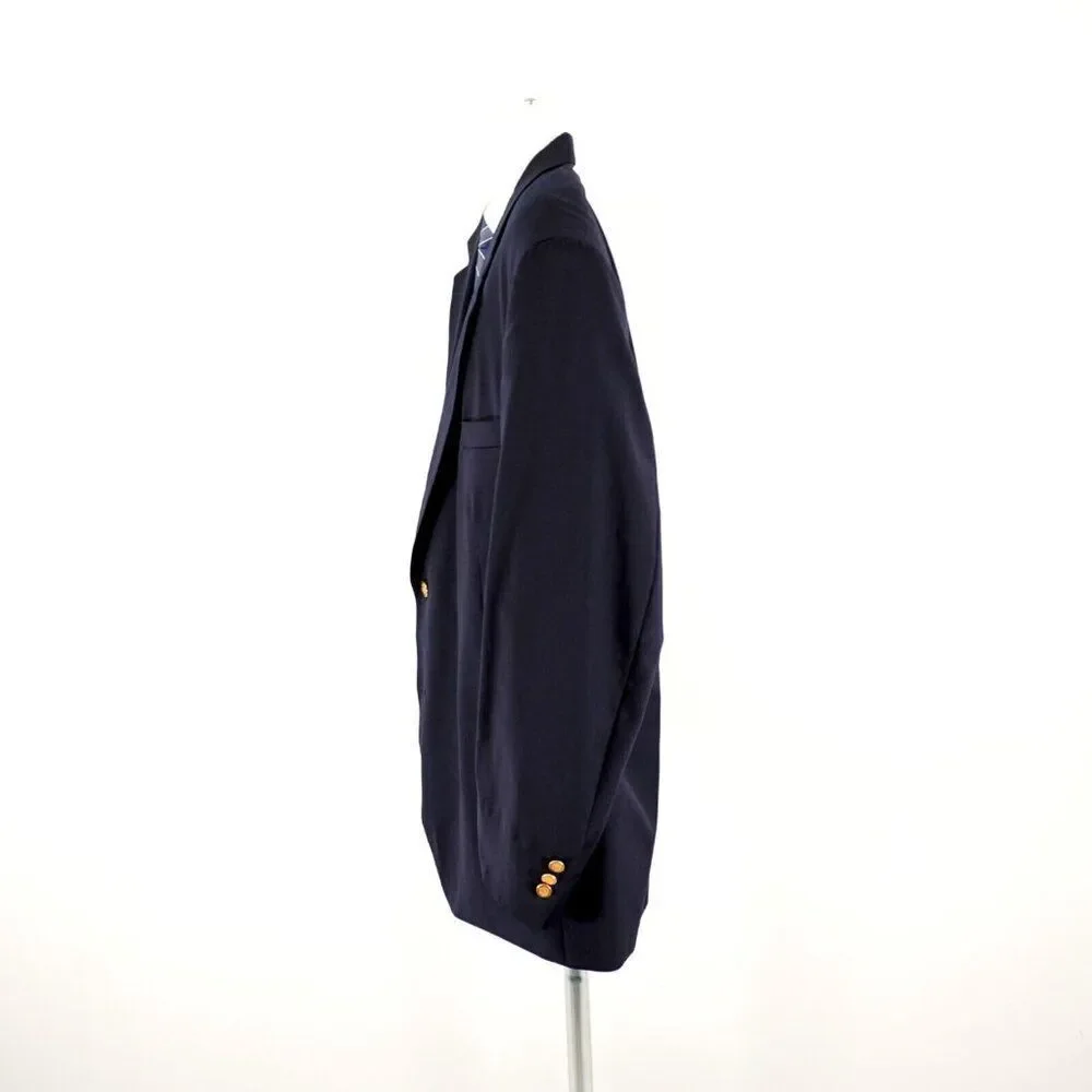 Jospeh & Feiss International Worsted Wool Blue 2 Gold Button Blazer 52R‎ Portly